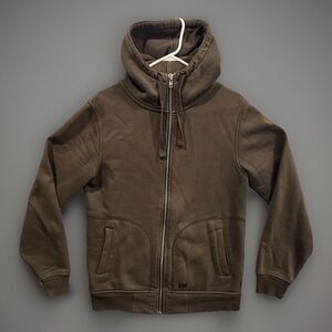 DUNDERDON Full Zip Up Hoodie Sz Small Brown Sweden Workwear Heavyweight